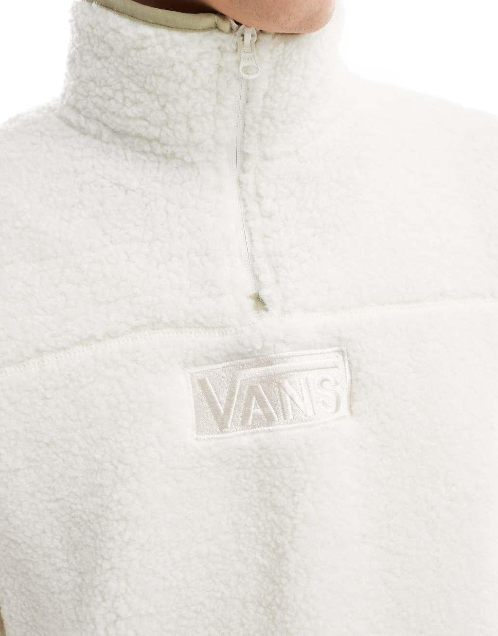 Vans boxed sherpa quarter zip sweater in off-white Product Image