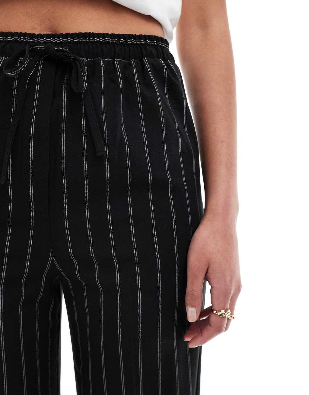 ASOS DESIGN Tall tailored pull on pants in black stripe Product Image