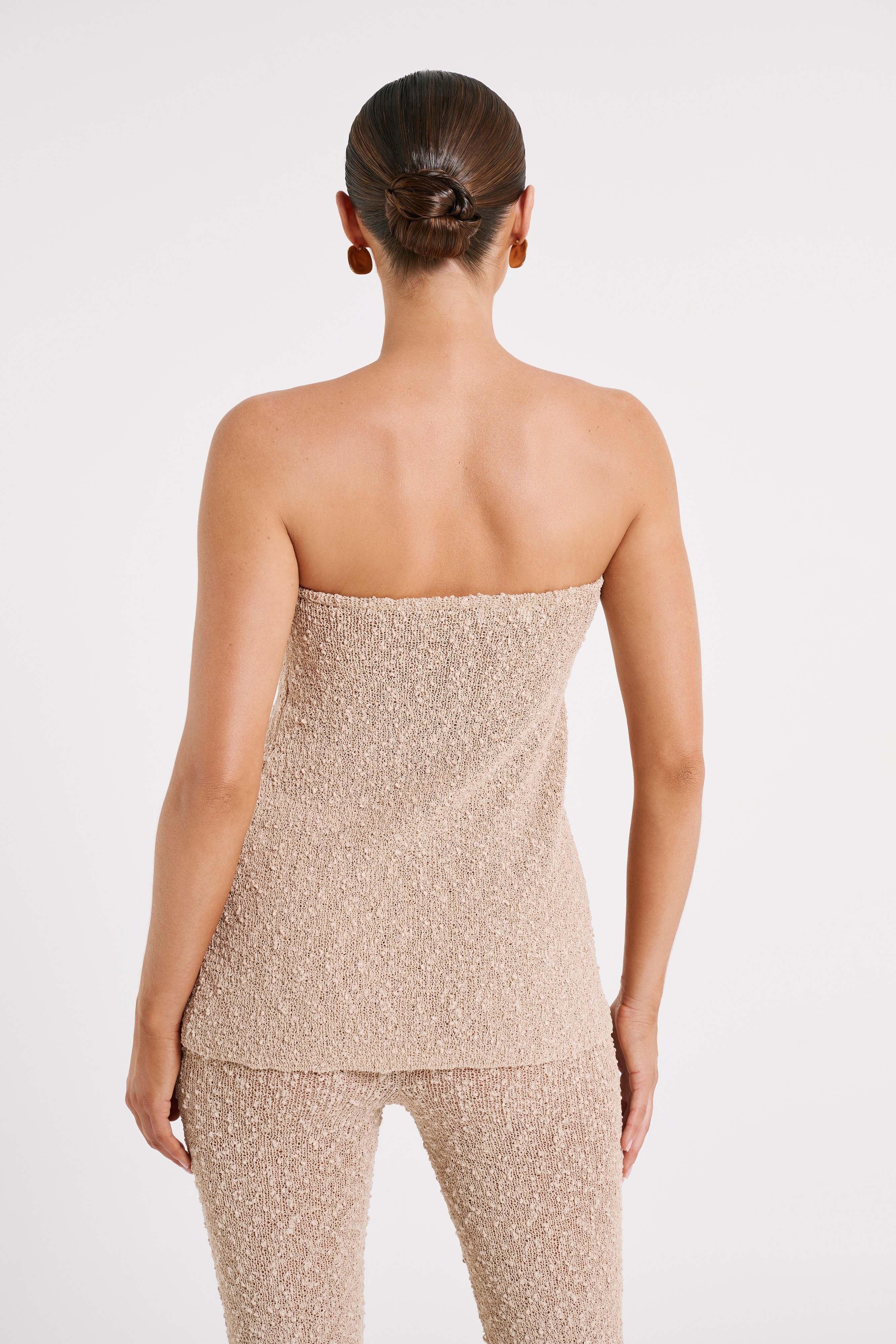 Irma Strapless Boucle Top - Wheat Product Image