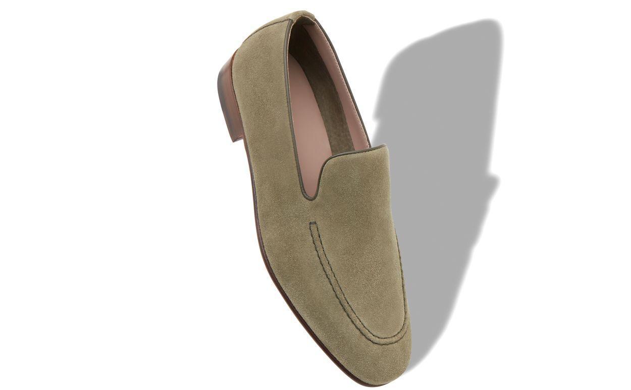 TRURO Khaki Suede Loafers  Product Image