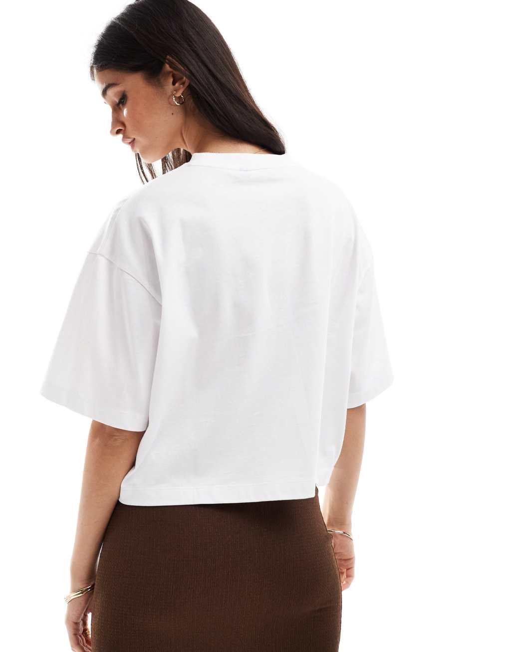 ASOS DESIGN boxy cropped t-shirt in white Product Image