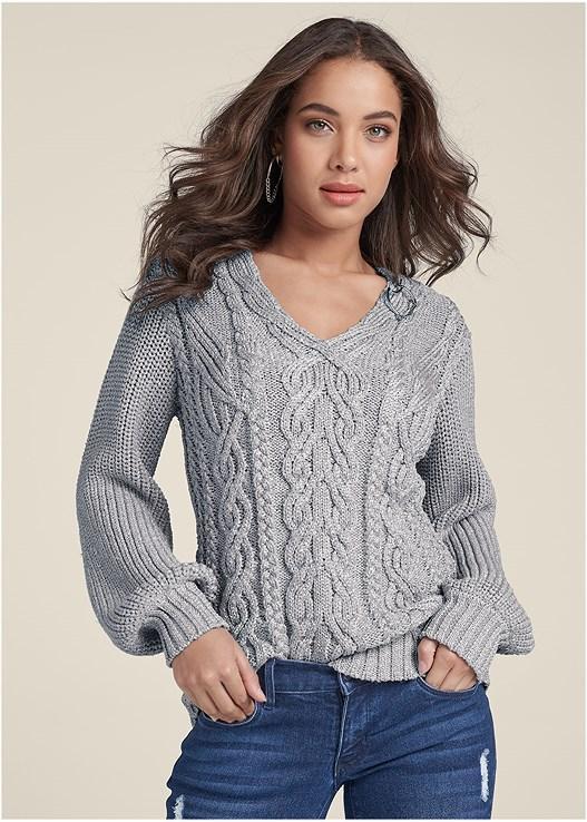 Lurex Cable Knit Sweater Product Image