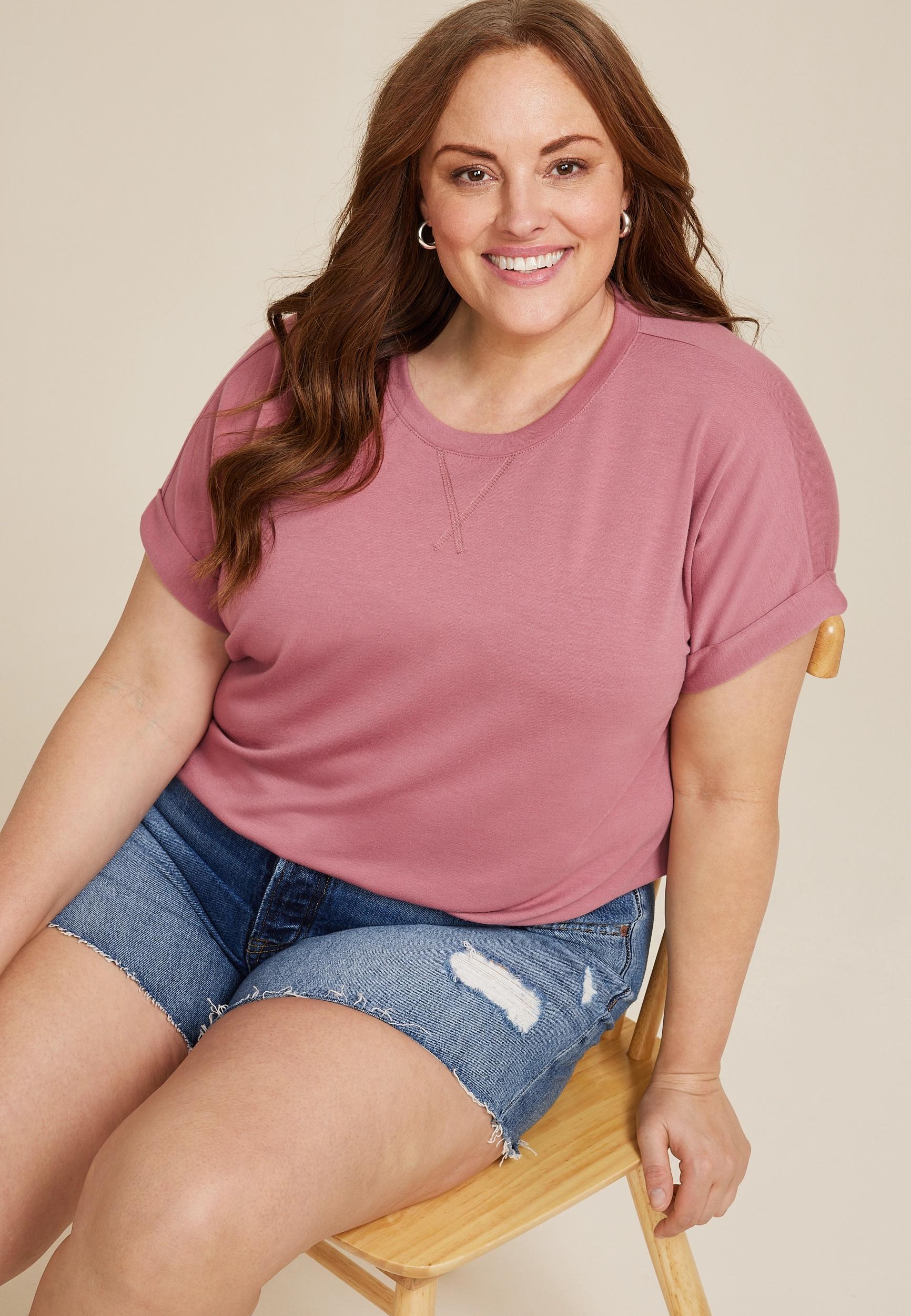 Maurices 3X Plus Size Womens 24/7 Clara Short Sleeve Tee Gray Product Image