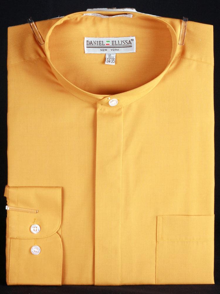 Basic Banded Collar Dress Shirt in Honey Gold Product Image