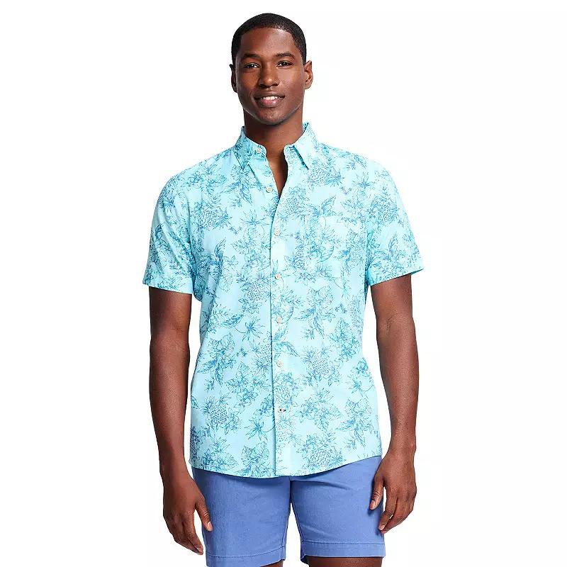 Mens IZOD Saltwater Dockside Solid Chambray Short Sleeve Button-Down Shirt Product Image