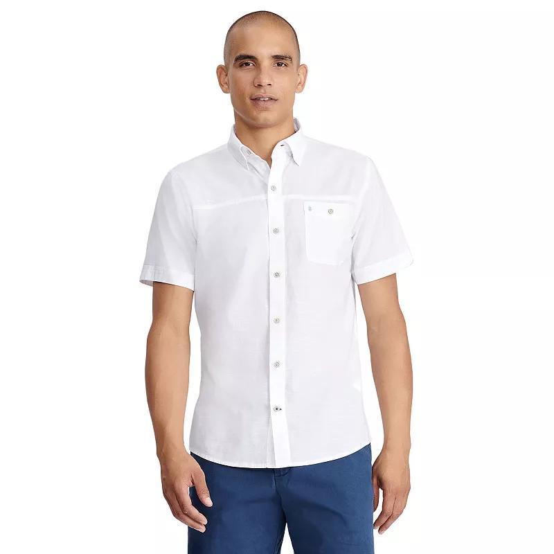 IZOD Saltwater Chambray Mens Classic Fit Short Sleeve Button-Down Shirt Product Image