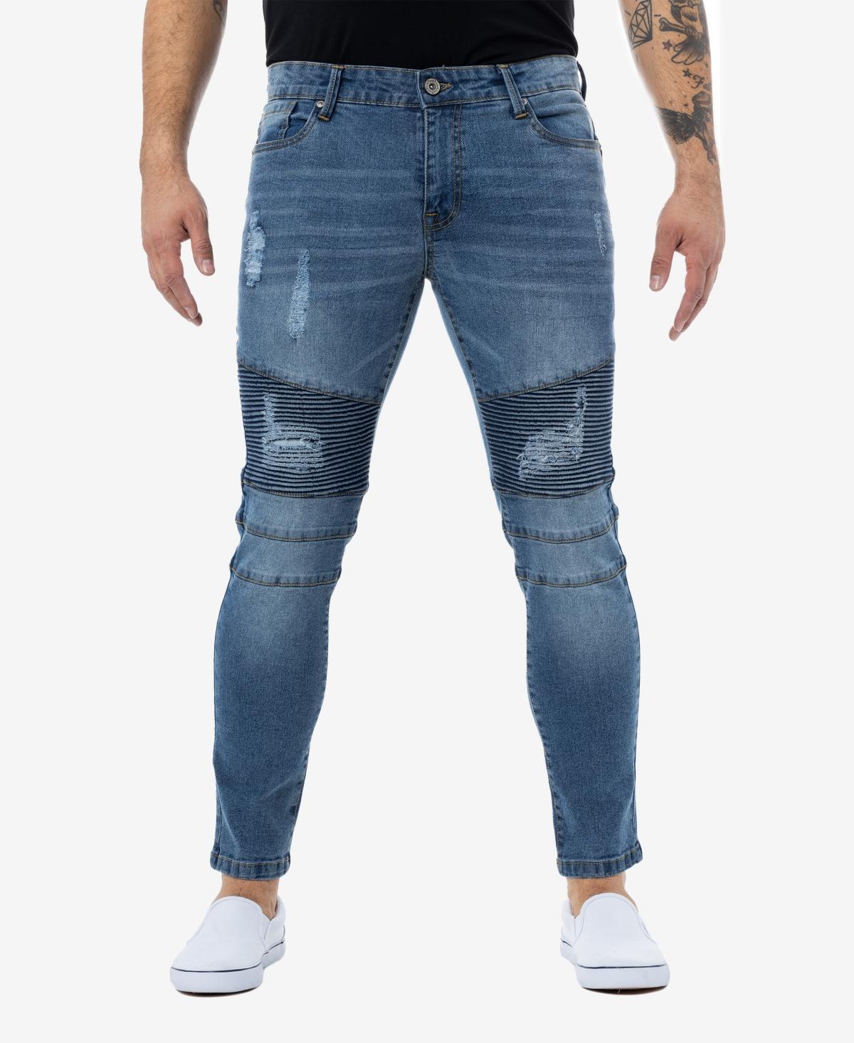 X-Ray Mens Rawx Slim Fit Moto Detail Stretch Jeans Product Image