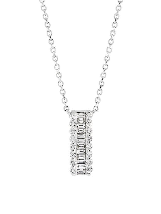 Womens 14K White Gold & 0.56 TCW Diamond Bar Pendant Necklace Product Image