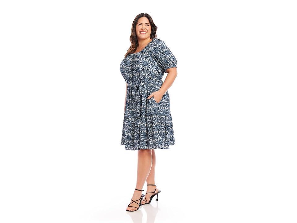 Karen Kane Plus Size Tiered Short Dress (Print) Women's Dress Product Image