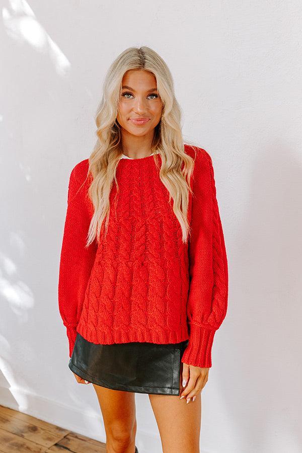 Cabin Parkway Cable Knit Sweater in Red Product Image