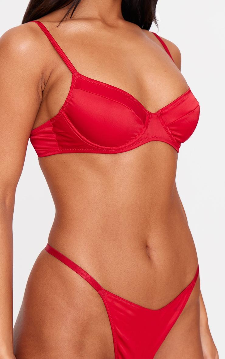 Red Satin Underwired Lingerie Set Product Image