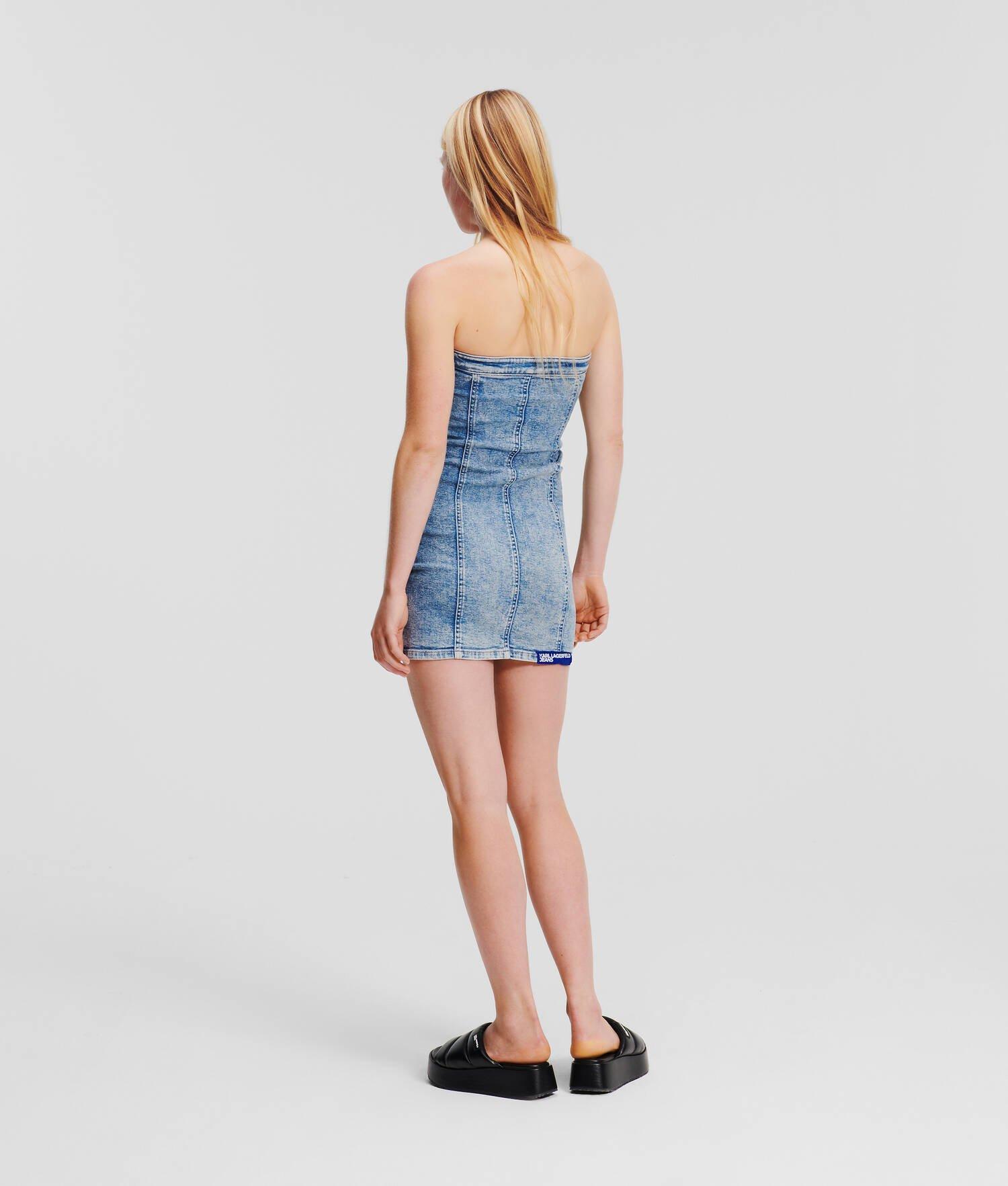 KLJ TIE-FRONT BODYCON DENIM DRESS Product Image