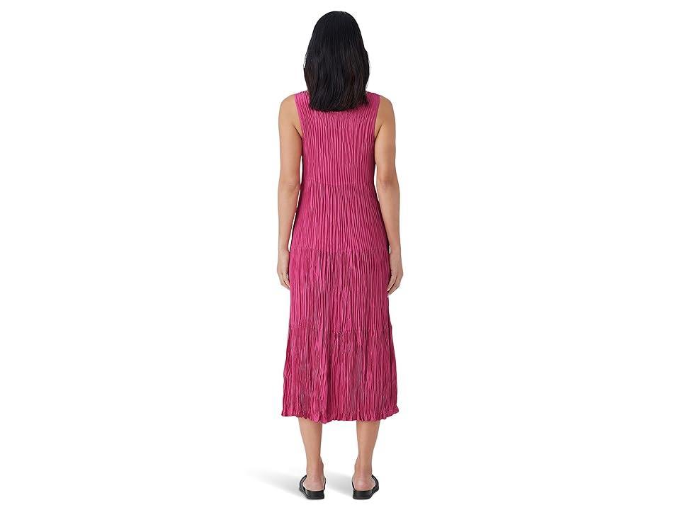 Eileen Fisher Tiered Pleated Silk Midi Dress Product Image