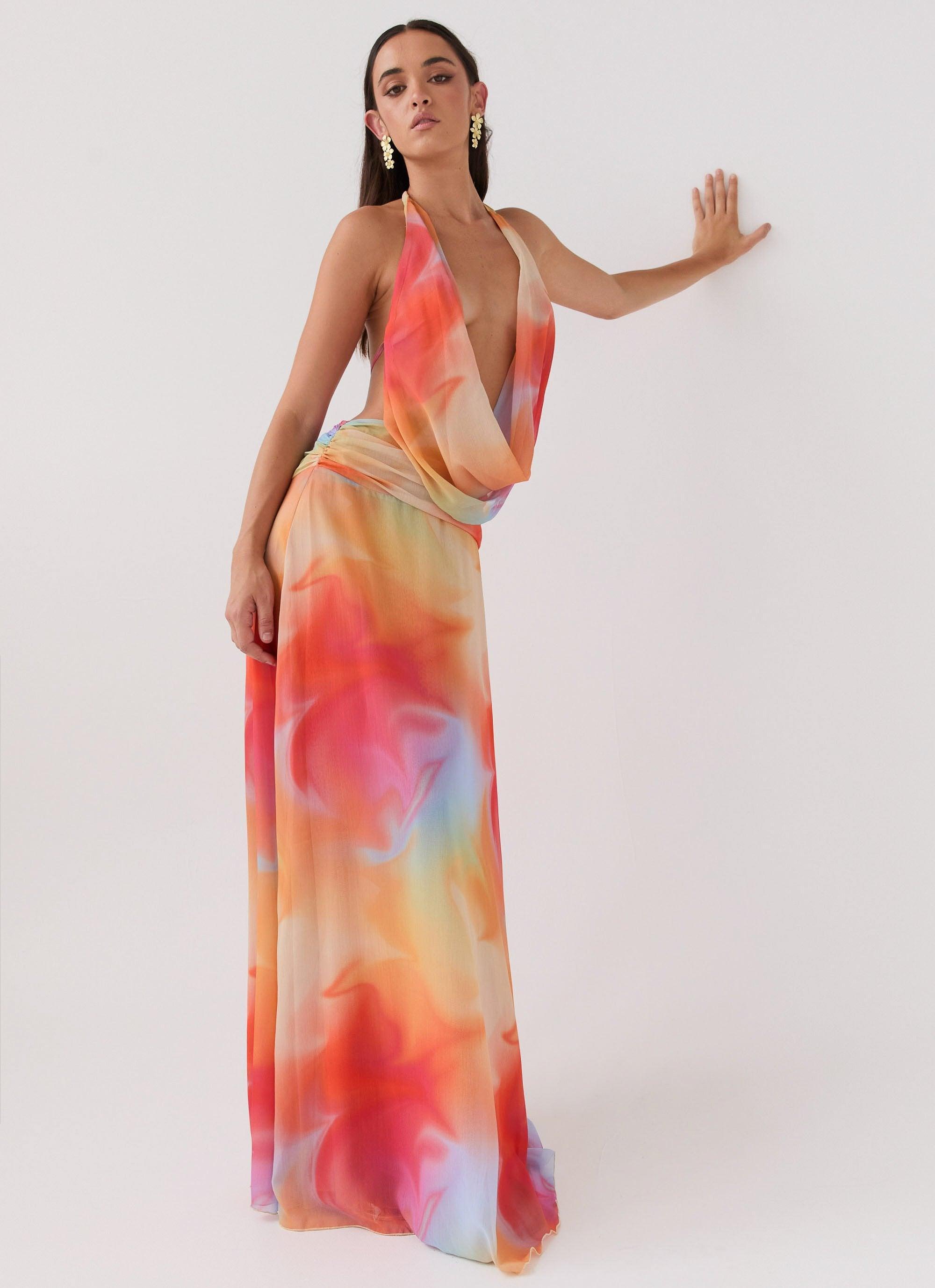 Elysia Chiffon Maxi Dress - Rainbow Product Image