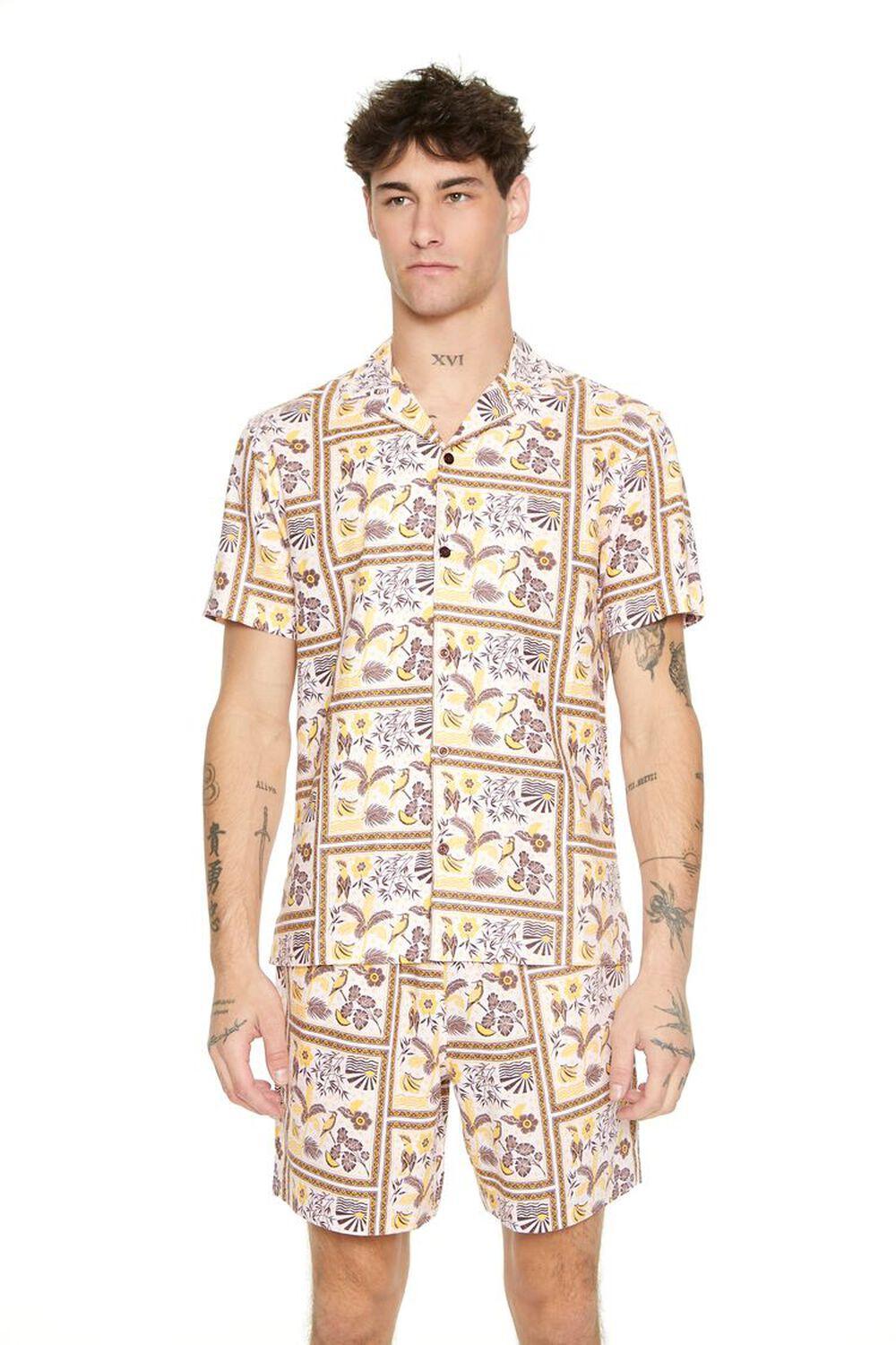 Linen-Blend Nature Geo Print Shirt | Forever 21 Product Image