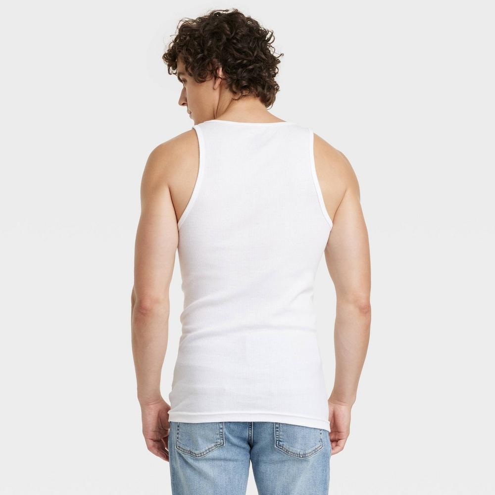 Mens 4pk Ribbed Tank Top - Goodfellow & Co White XXL product image