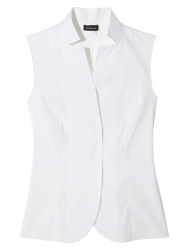 Womens Stretch-Cotton Revers Collar Blouse Product Image