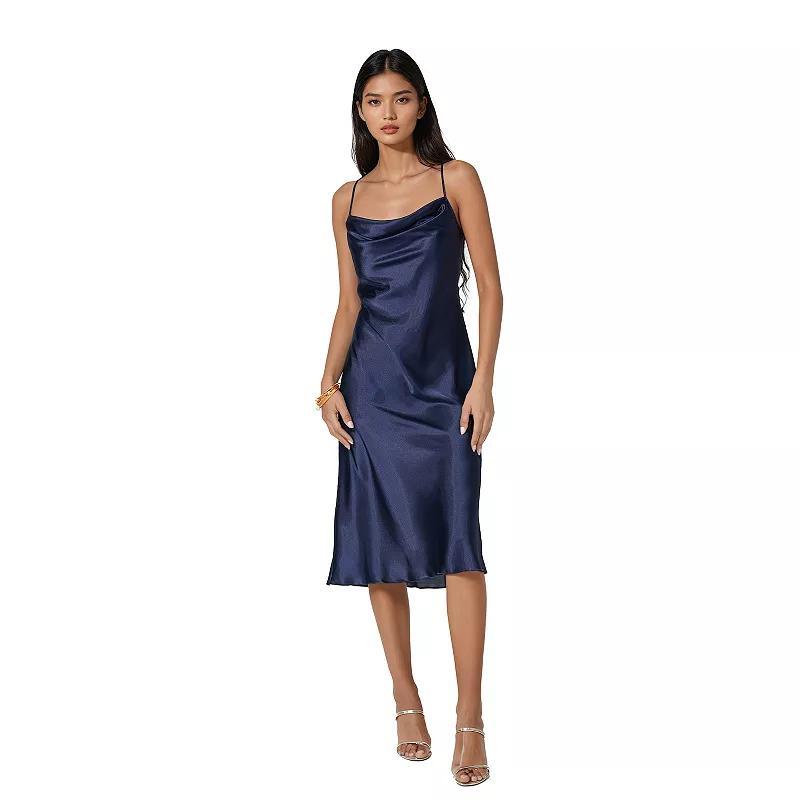 Womens bebe Satin Midi Slip Dress Product Image