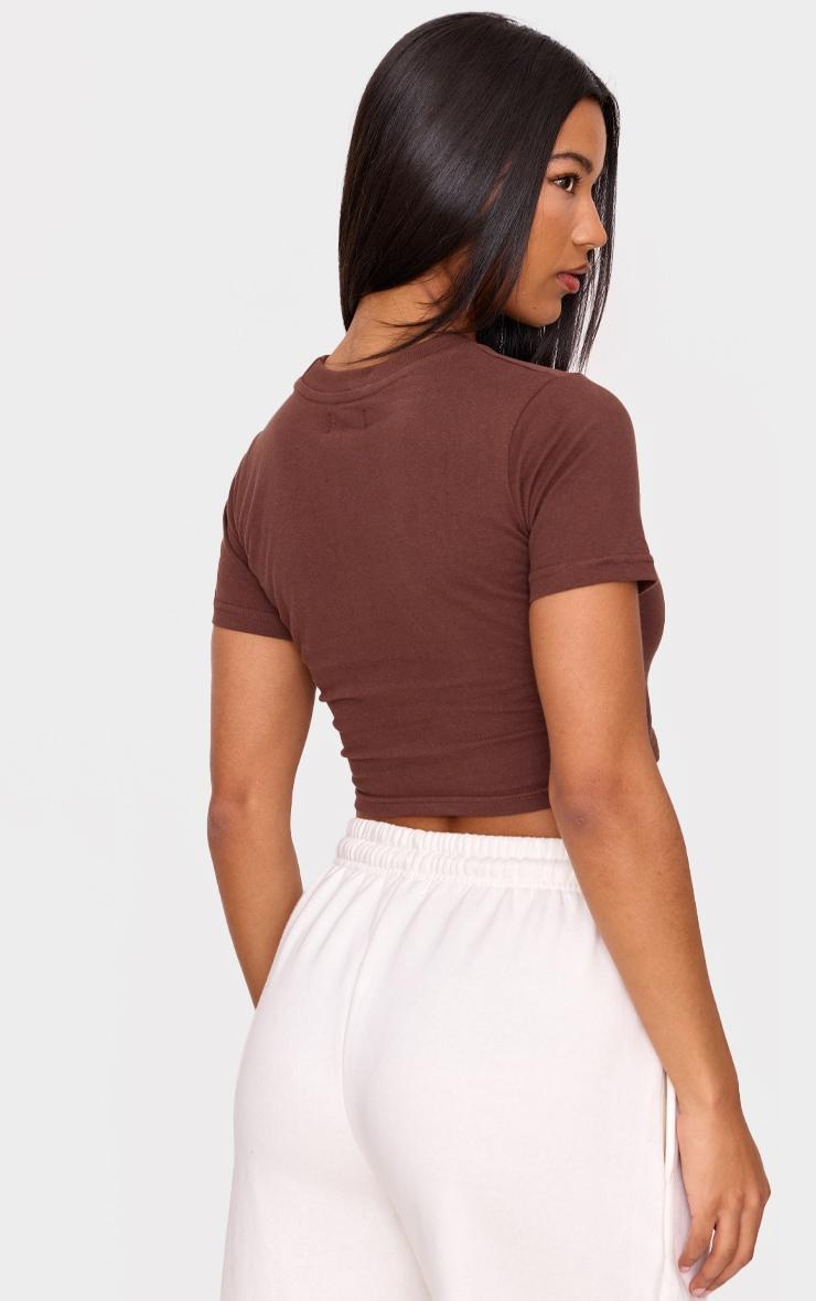 PRETTYLITTLETHING Chocolate Studio Cotton Puff Print Crop Top Product Image