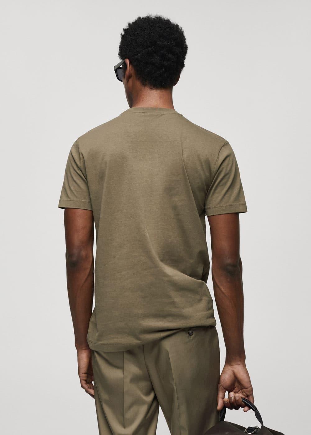 MANGO MAN - Basic cotton stretch T-shirt medium brownMen Product Image