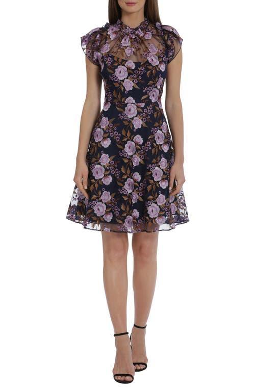 Maggy London Floral Embroidery Fit & Flare Dress Product Image