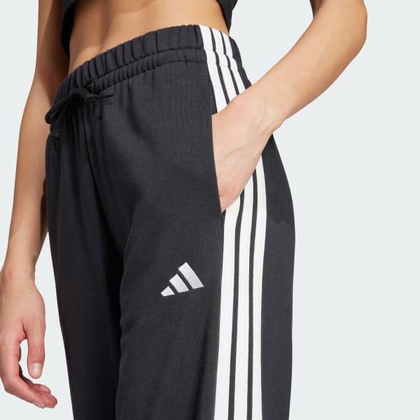 adidas Essentials 3-Stripes Open Hem French Terry Pants Black XL Womens Product Image