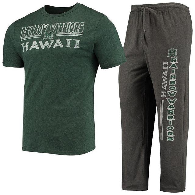 Mens Concepts Sport Heathered Charcoal Hawaii Warriors Meter T-shirt and Pants Sleep Set - Heathered Charcoal Product Image