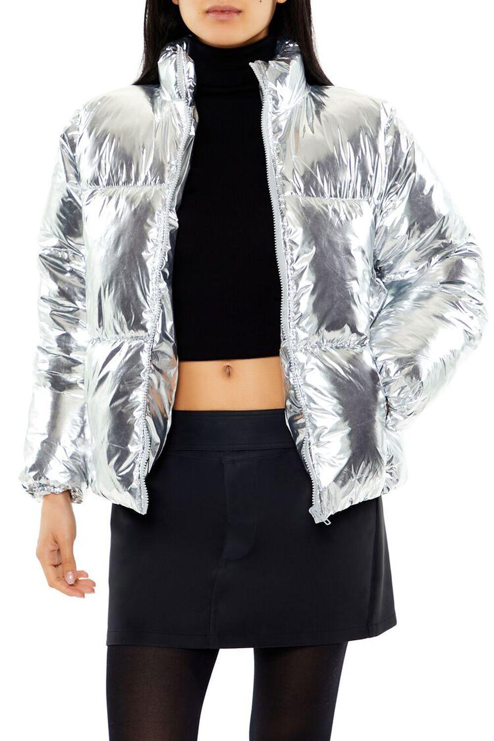 Quilted Metallic Puffer Jacket | Forever 21 Product Image