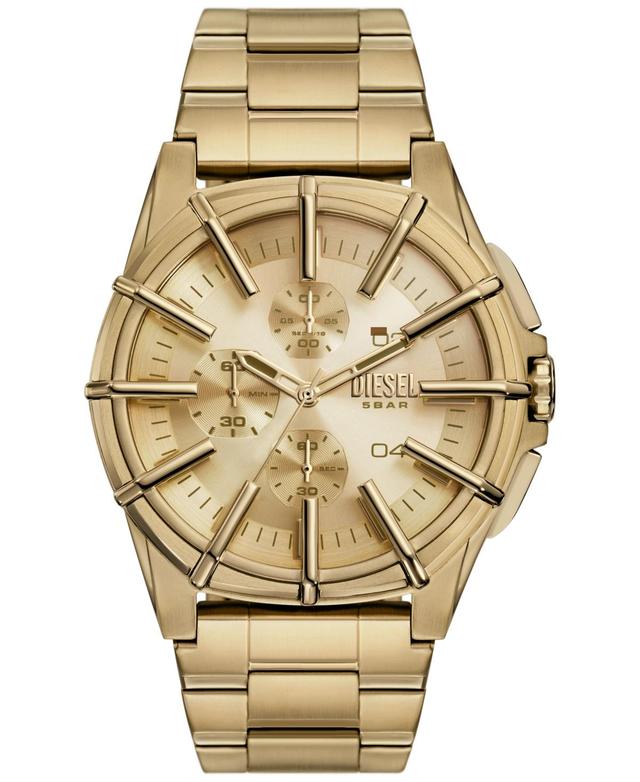 Diesel Mens Framed Chronograph Gold-Tone Stainless Steel Bracelet Watch Product Image