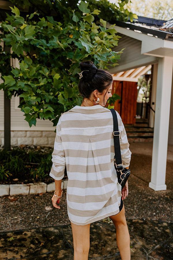 Deer Valley Resort Stripe Top In Warm Taupe Product Image