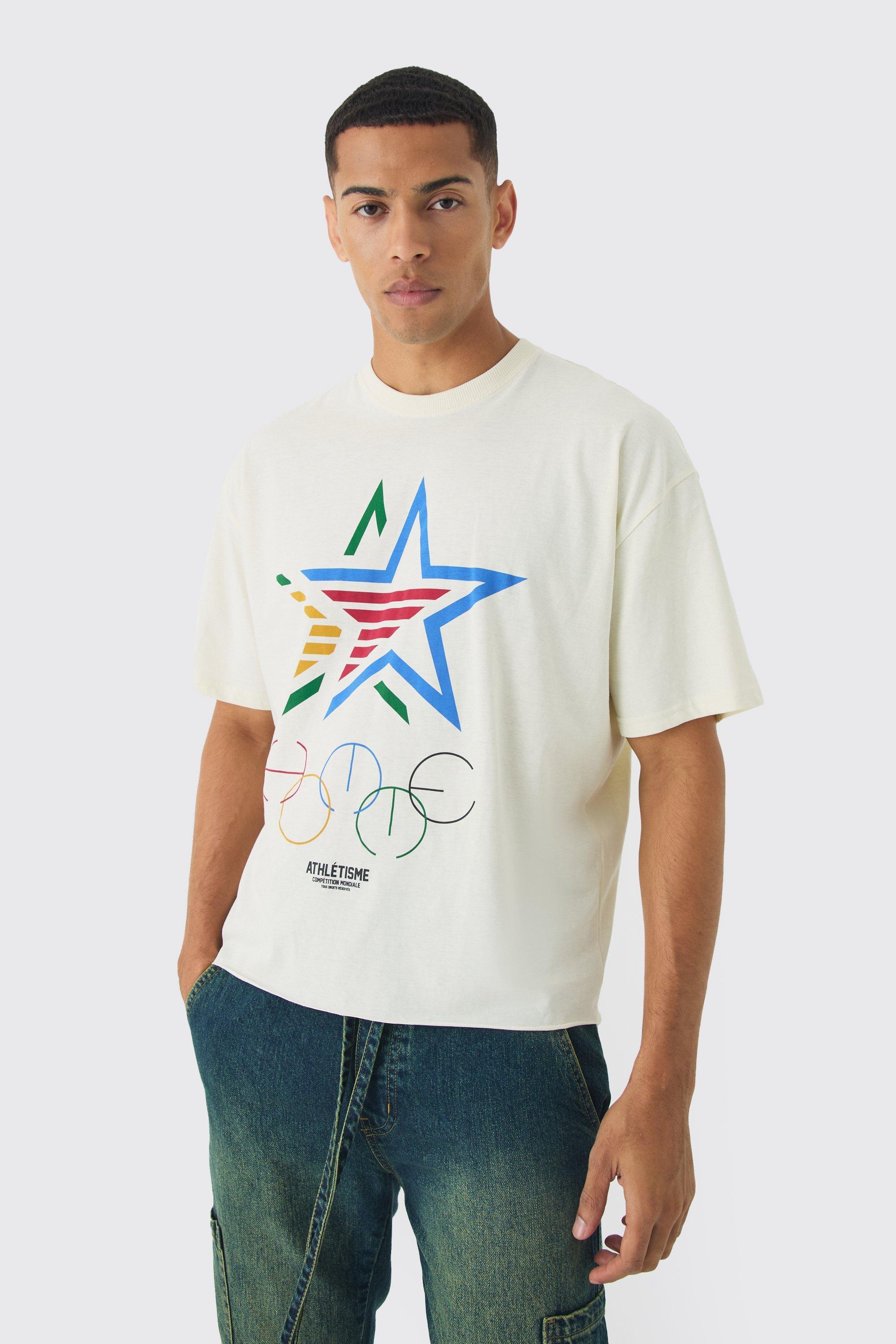 Oversized Boxy Star Print T-Shirt | boohooMAN USA Product Image