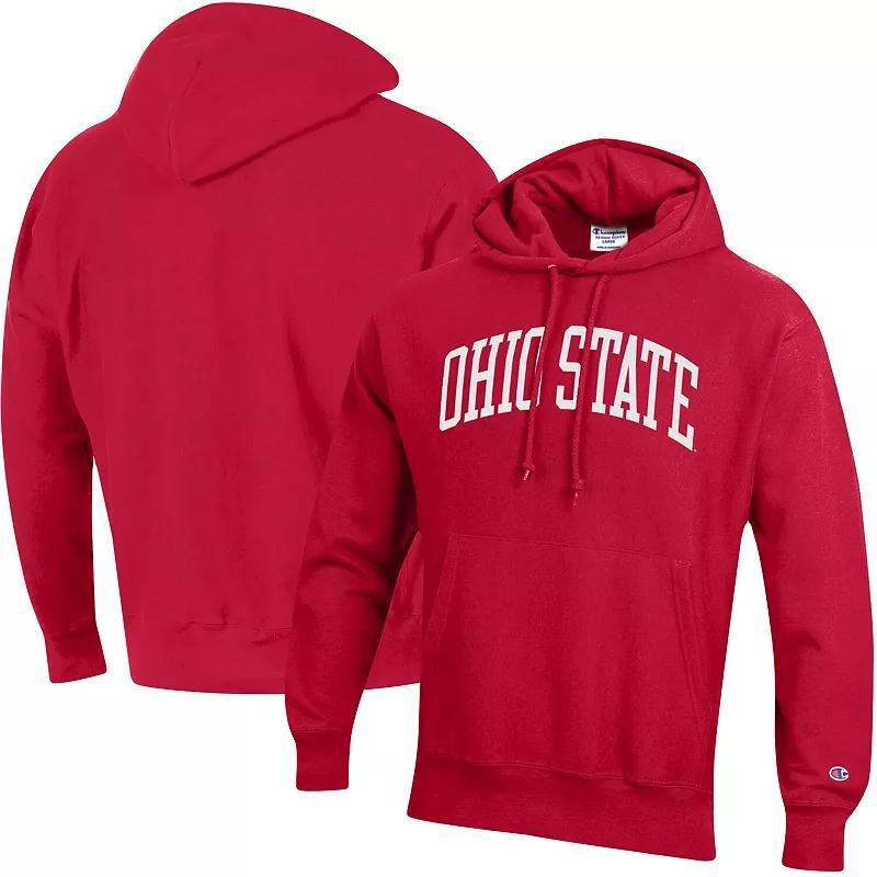 Mens Champion Scarlet Ohio State Buckeyes Team Arch Reverse Weave Pullover Hoodie Product Image