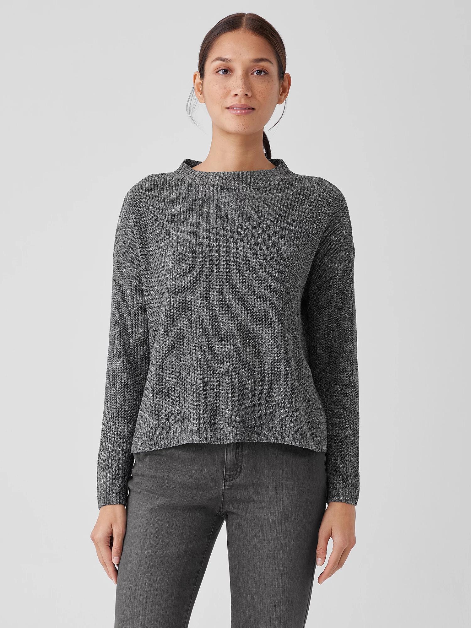 Silk Noil Funnel Neck Top Product Image