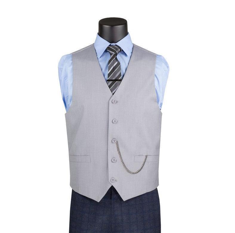 Light Gray Slim Fit Vest Single Breasted 5 Button Design Product Image