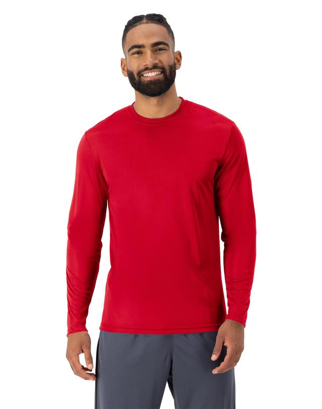 Hanes Sport Cool DRI Mens Performance Long Sleeve T-Shirt Deep Red S Product Image