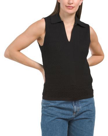 Sleeveless Knit Crochet Tank for Women Product Image