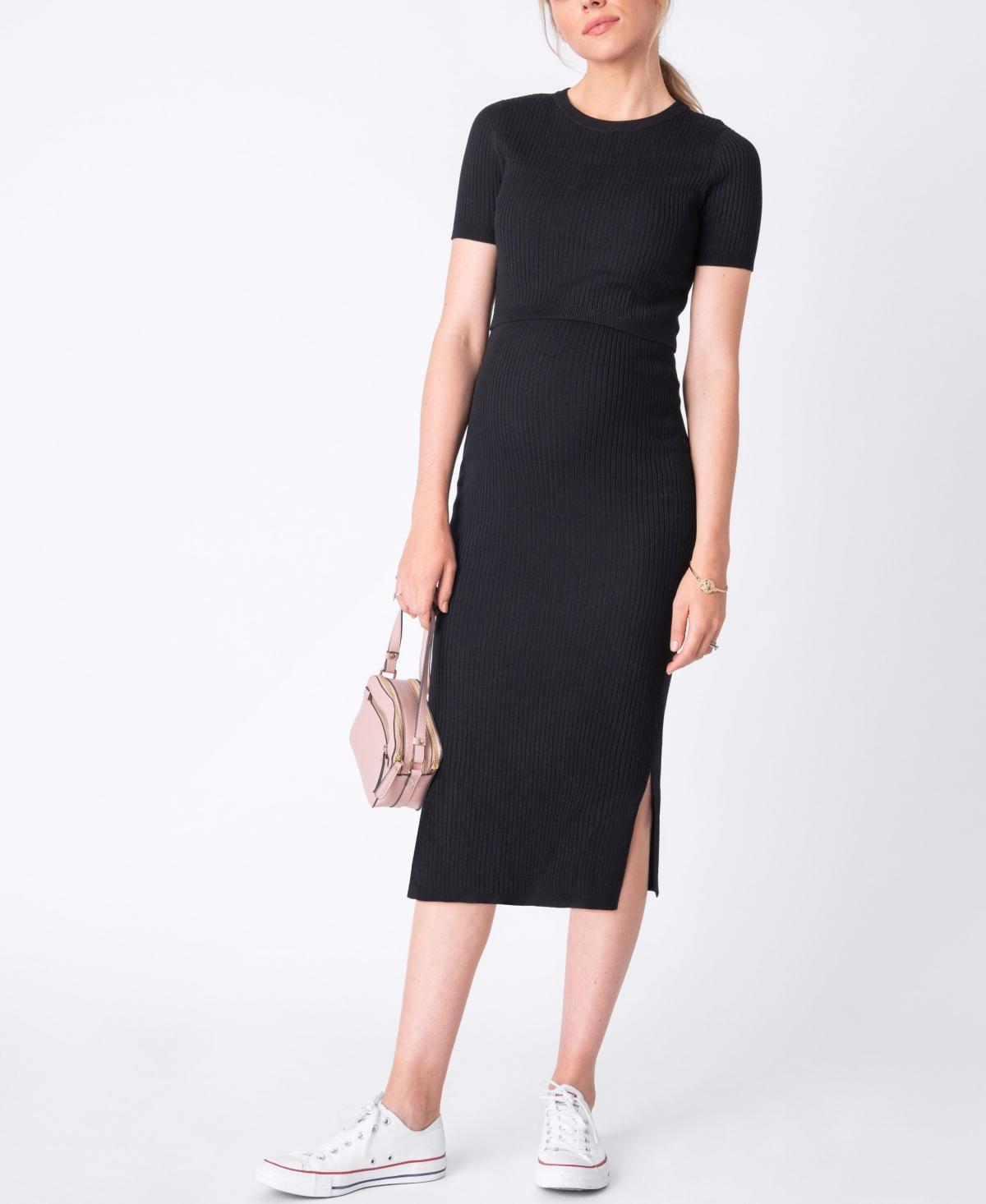 Seraphine Womens Ribbed Maternity and Nursing Midi Dress Product Image