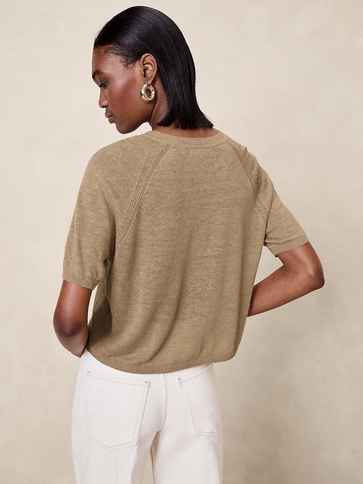 Fern Linen-Blend Short-Sleeve Sweater Product Image