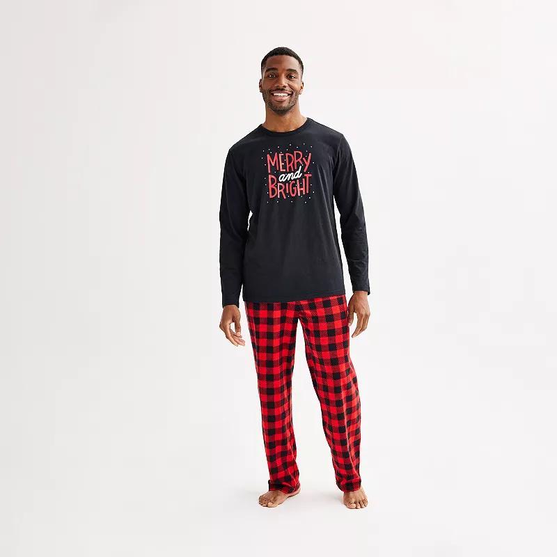 Mens Jammies For Your Families Merry & Bright Buffalo Plaid Pajama Top & Pajama Bottoms Set Product Image