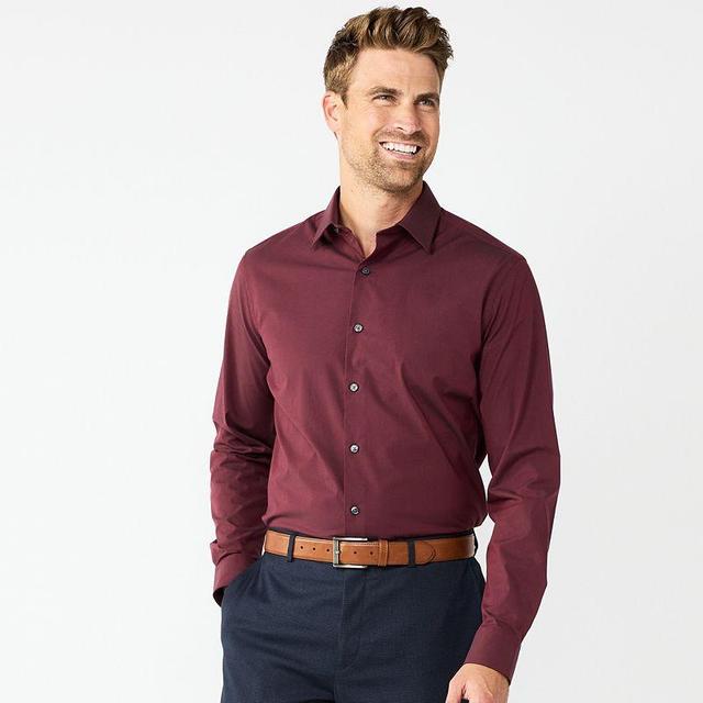 Mens Apt. 9 Premier Flex Solid Regular-Fit Wrinkle Resistant Dress Shirt Red Product Image