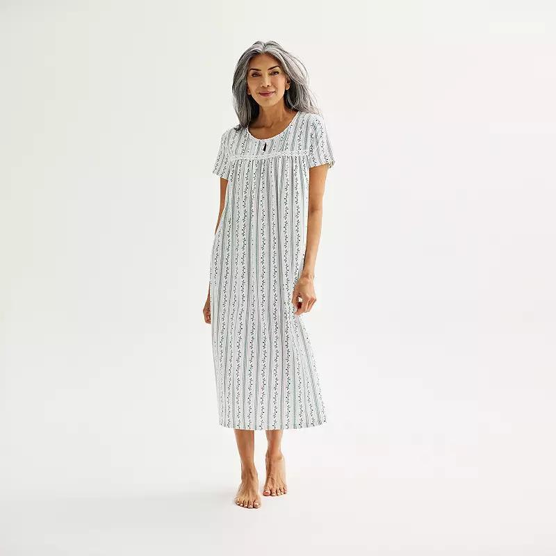 Womens Croft & Barrow Short Sleeve 1-Button Neck Pajama Gown Product Image