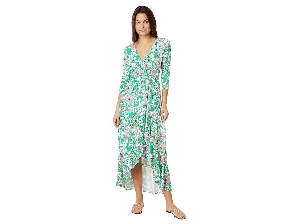 Lilly Pulitzer Moana 3/4 Sleeve Maxi Dress (Spearmint Blossom Views) Women's Dress Product Image