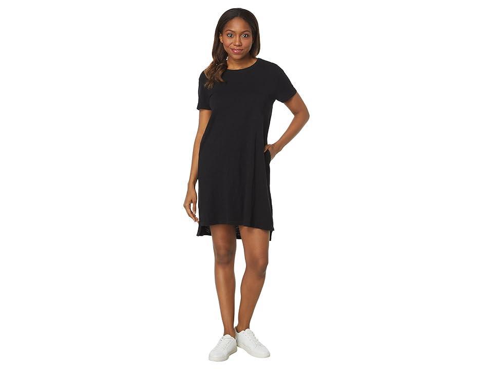 Mod-o-doc Slub Jersey Short Sleeve Open Crew T-Shirt Dress (Black) Women's Clothing Product Image