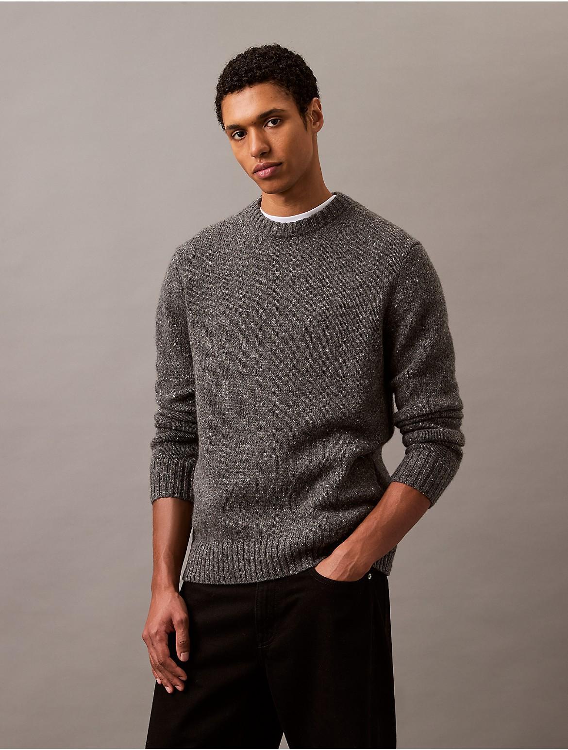 Calvin Klein Mens Nepped Yarn Crewneck Sweater - Grey - XS Product Image