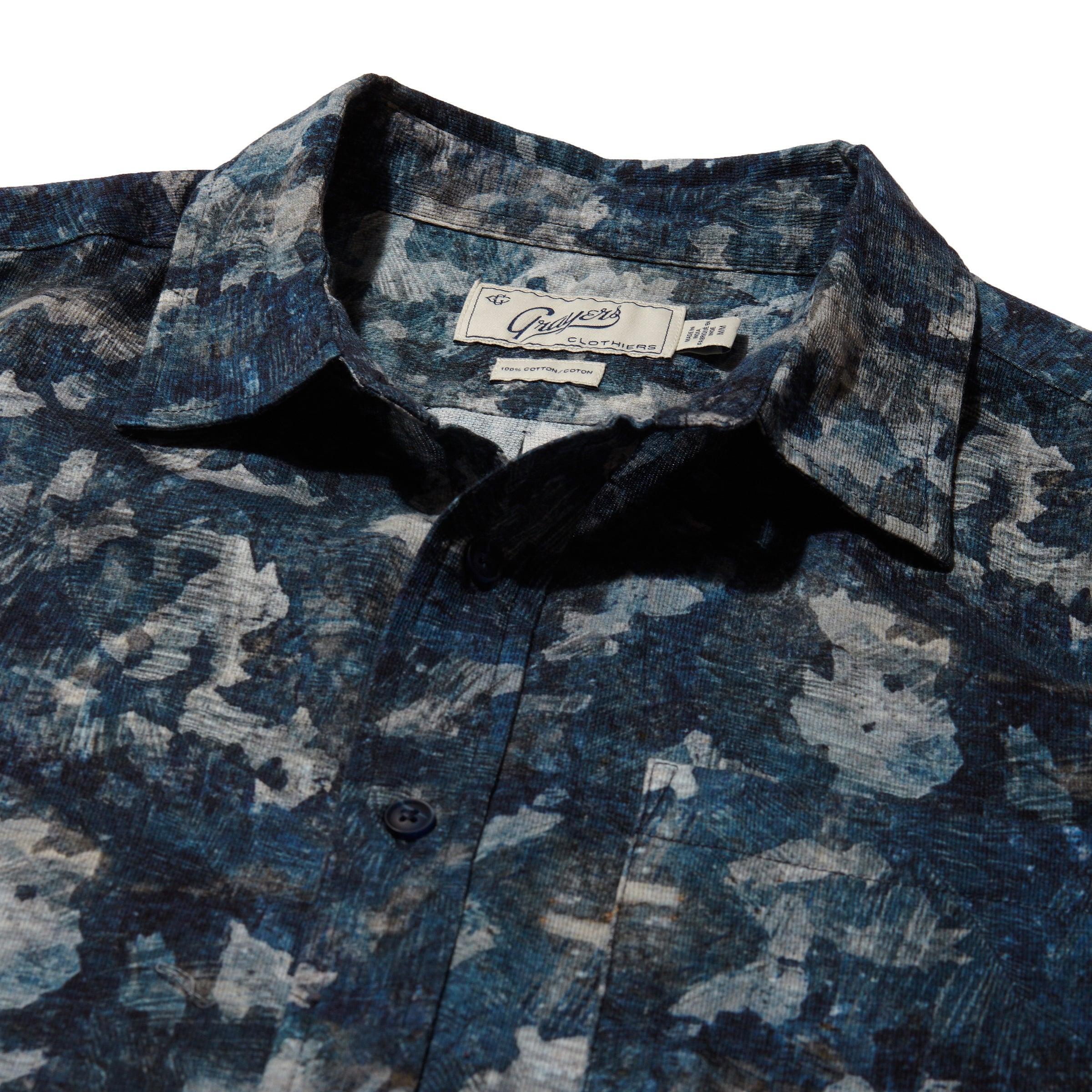 Bedford Textured Printed Shirt - Blue Camo Print Product Image