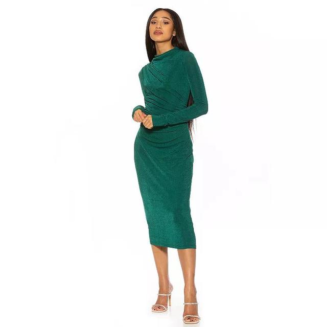 Womens ALEXIA ADMOR Draped Midi Sheath Dress Green Product Image