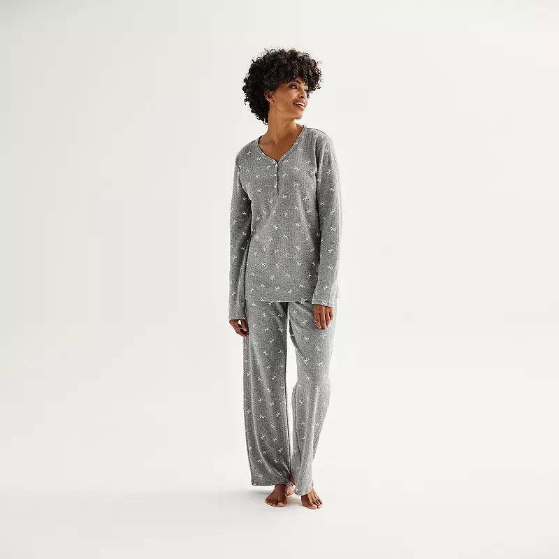 Womens Croft & Barrow Long Sleeve Pajama Top & Pajama Pants Sleep Set Product Image