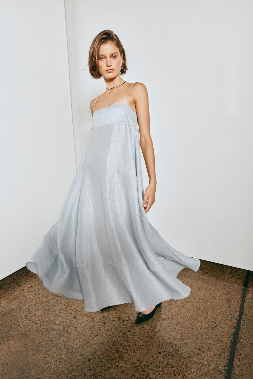 Behati Linen Maxi Dress Sky Product Image