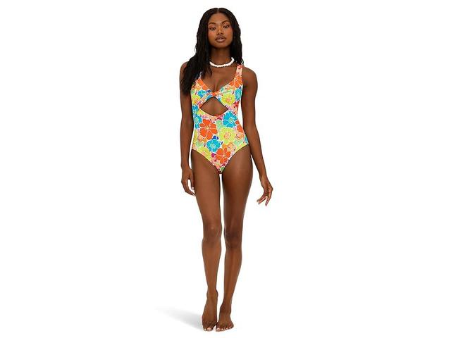 Beach Riot Tyler One-Piece (Neon Blooms Waffle) Women's Swimsuits One Piece Product Image