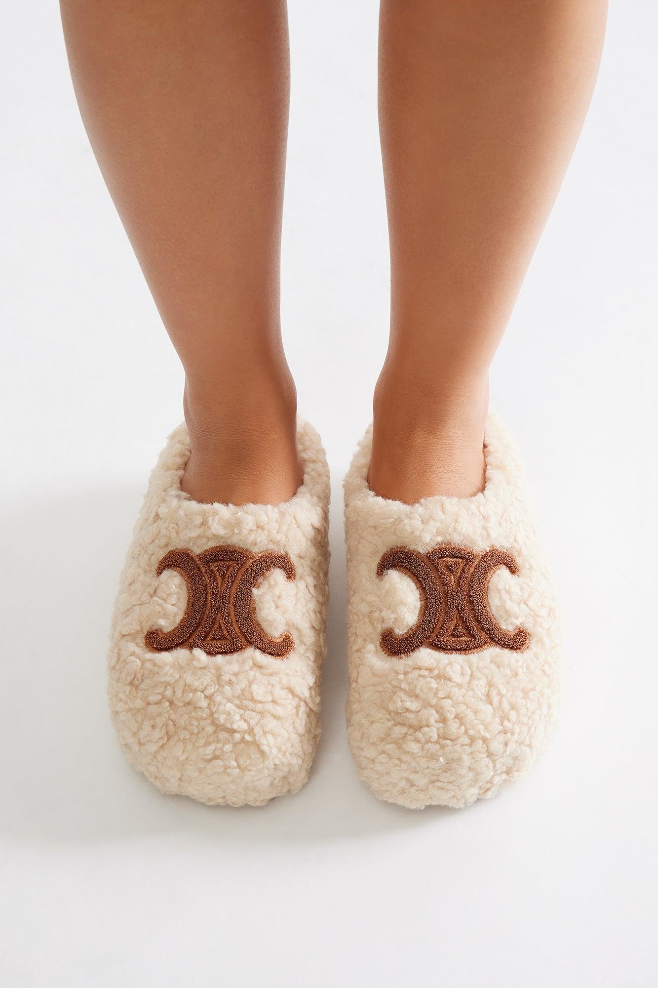 Diani Sherpa Slippers - Beige Product Image